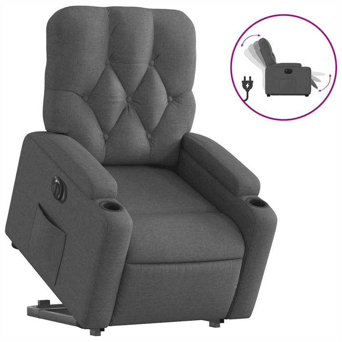 Fotoliu electric rabatabil cu ridicare, gri închis, textil - WALTI WALTI