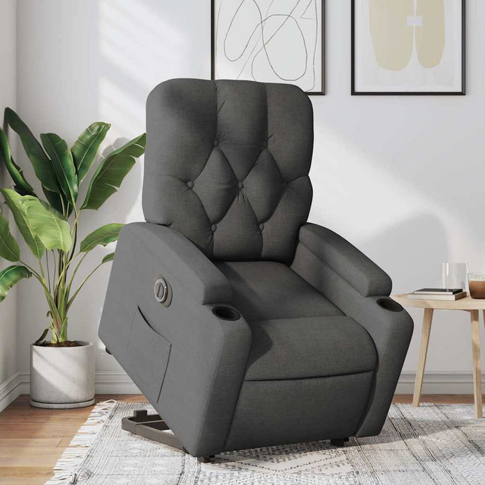Fotoliu electric rabatabil cu ridicare, gri închis, textil - WALTI WALTI