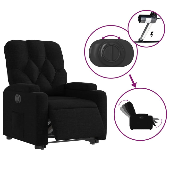 Fotoliu electric rabatabil cu ridicare, negru, textil - WALTI WALTI