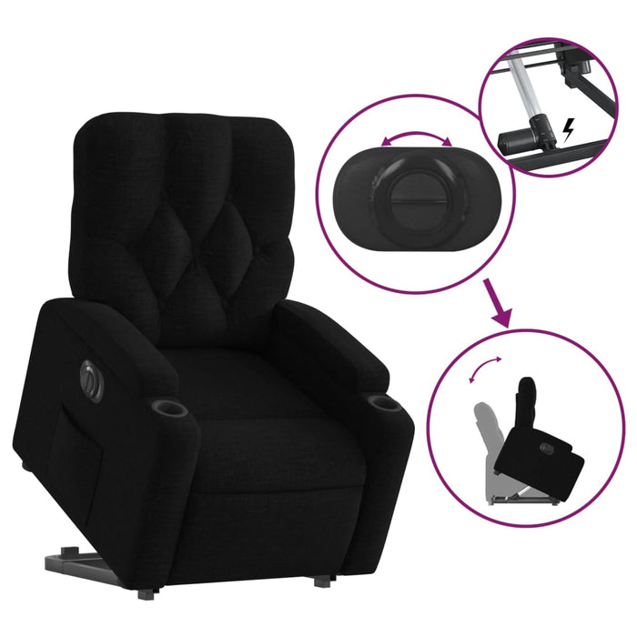Fotoliu electric rabatabil cu ridicare, negru, textil - WALTI WALTI