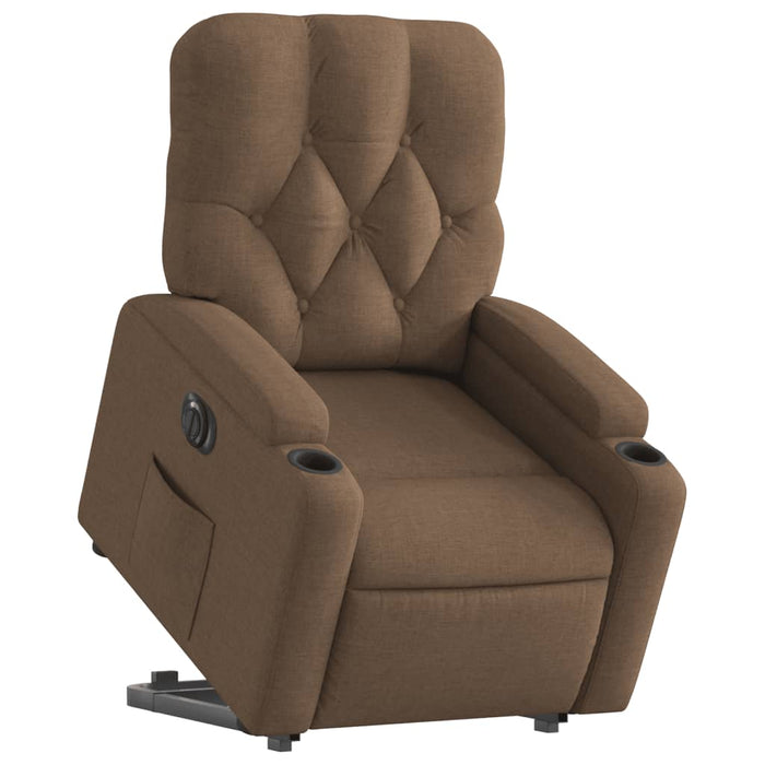 Fotoliu electric rabatabil cu ridicare, maro, textil - WALTI WALTI
