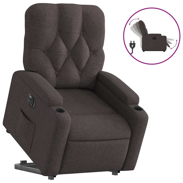 Fotoliu electric rabatabil cu ridicare, maro închis, textil - WALTI WALTI