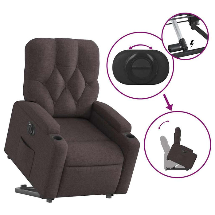 Fotoliu electric rabatabil cu ridicare, maro închis, textil - WALTI WALTI