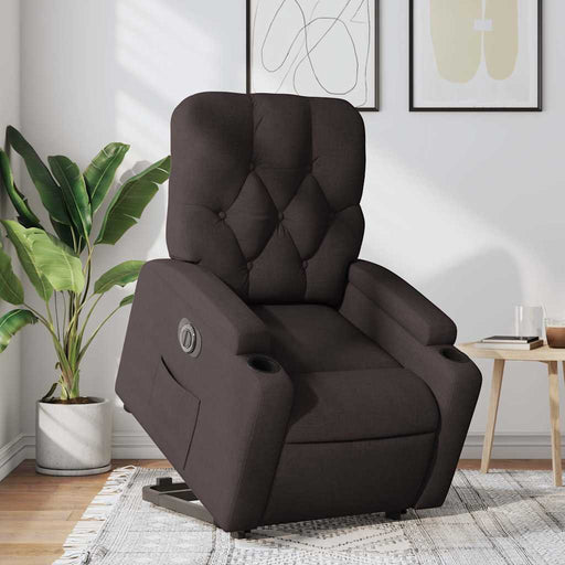 Fotoliu electric rabatabil cu ridicare, maro închis, textil - WALTI WALTI