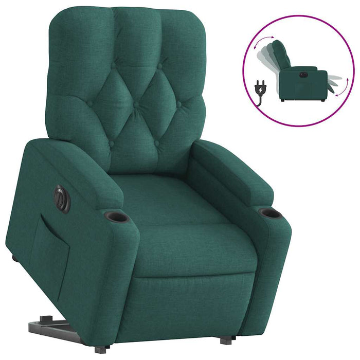 Fotoliu electric rabatabil cu ridicare, verde închis, textil WALTI
