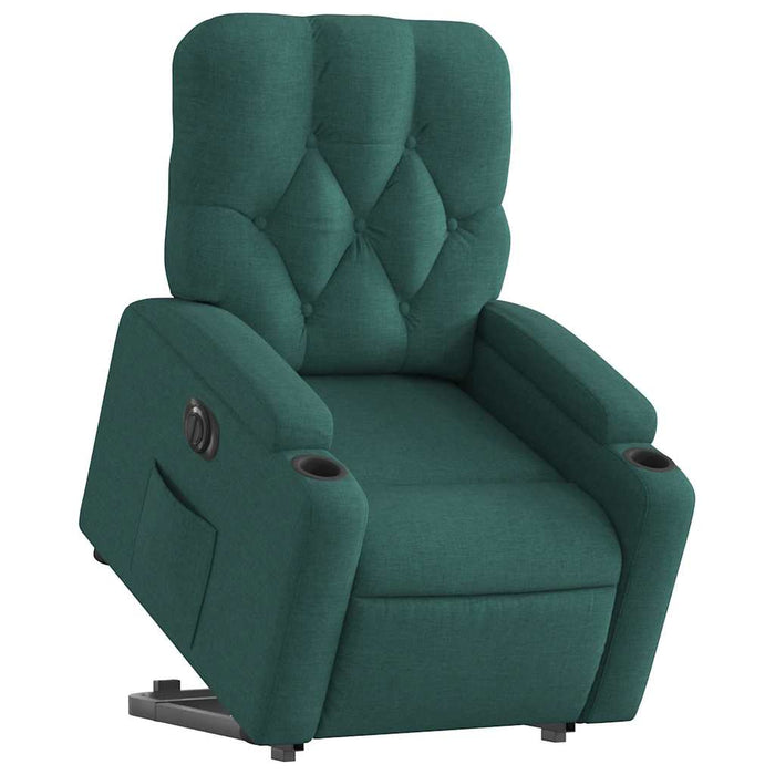 Fotoliu electric rabatabil cu ridicare, verde închis, textil WALTI