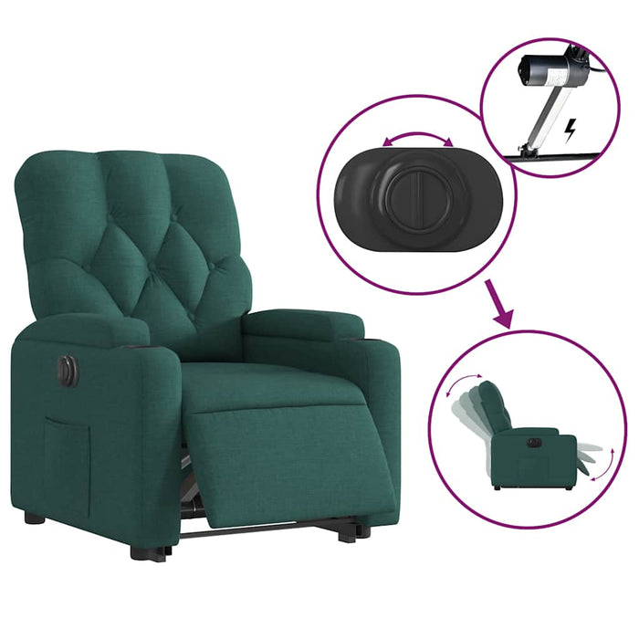 Fotoliu electric rabatabil cu ridicare, verde închis, textil WALTI