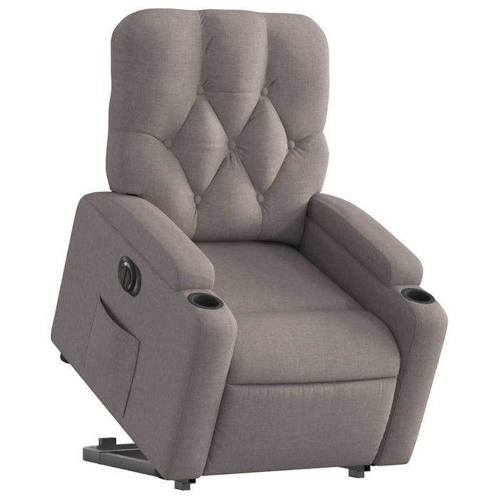 Fotoliu electric rabatabil cu ridicare, gri taupe, textil - WALTI WALTI