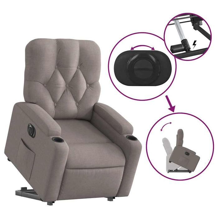 Fotoliu electric rabatabil cu ridicare, gri taupe, textil - WALTI WALTI