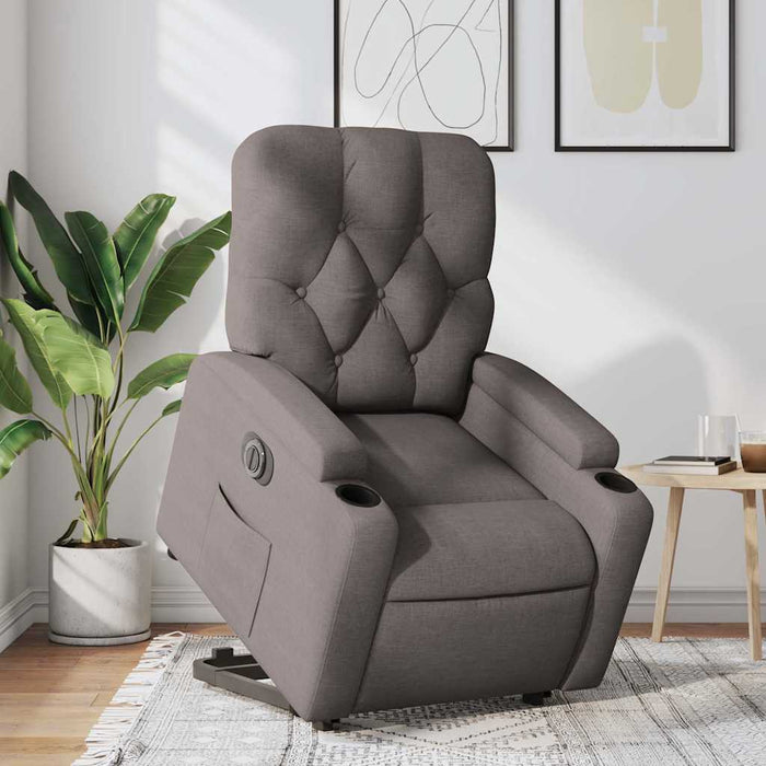 Fotoliu electric rabatabil cu ridicare, gri taupe, textil - WALTI WALTI