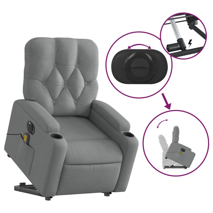 Fotoliu electric masaj rabatabil cu ridicare, gri închis textil - WALTI WALTI