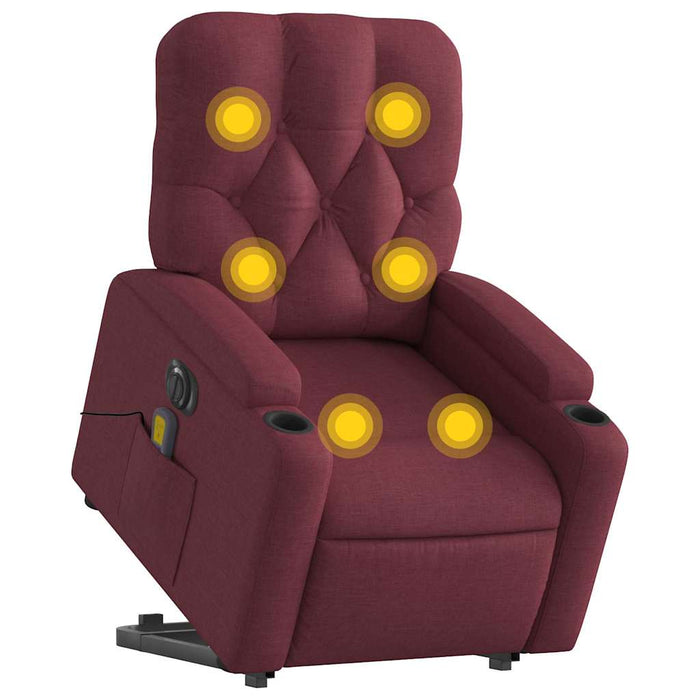 Fotoliu de masaj electric rabatabil cu ridicare roșu vin textil - WALTI WALTI