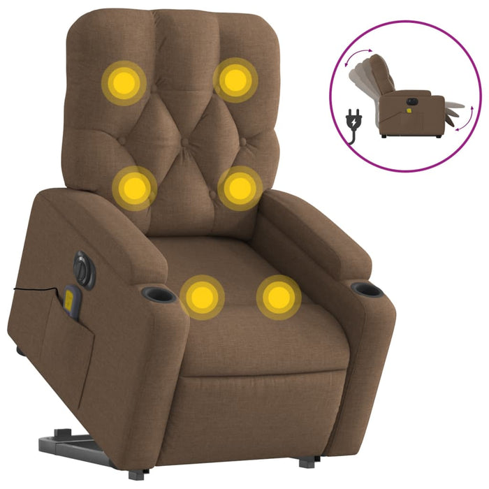 Fotoliu electric de masaj rabatabil cu ridicare, maro, textil - WALTI WALTI