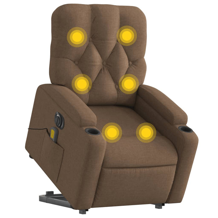 Fotoliu electric de masaj rabatabil cu ridicare, maro, textil - WALTI WALTI