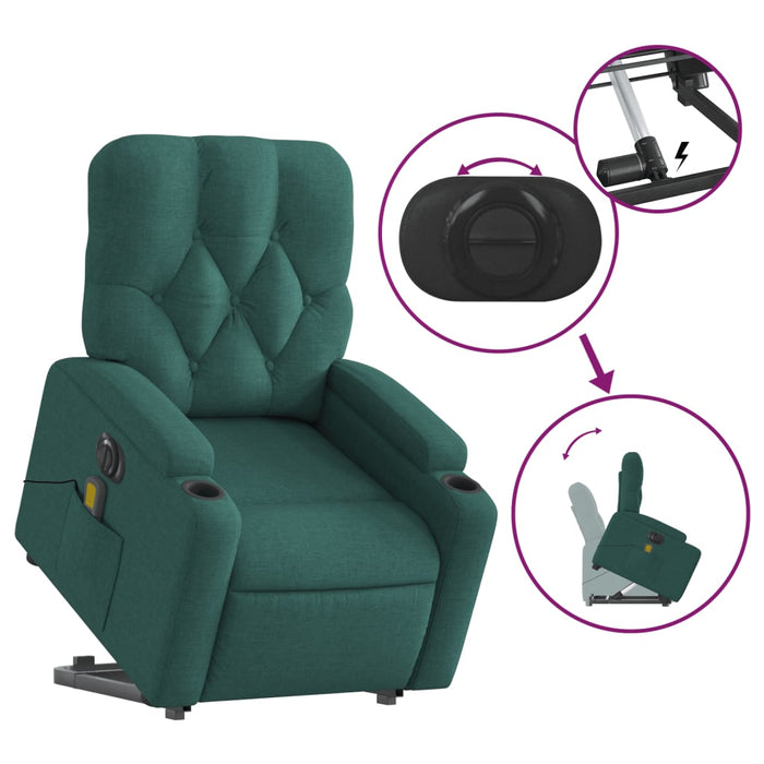 Fotoliu electric masaj rabatabil / ridicare verde închis textil - WALTI WALTI