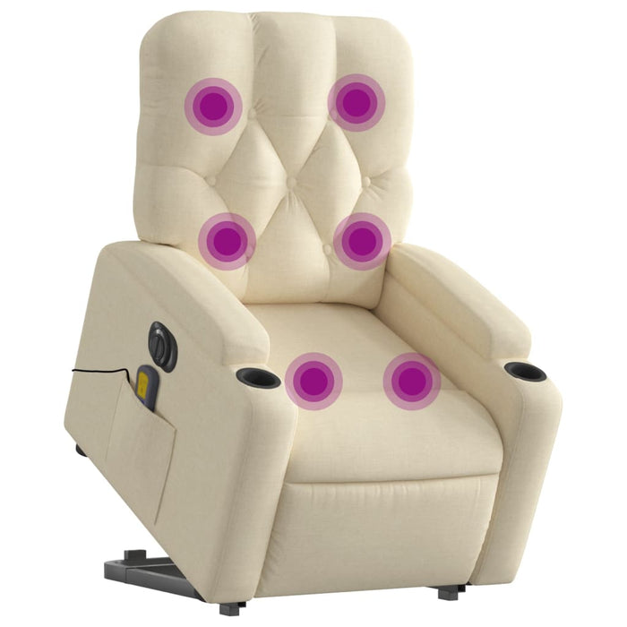 Fotoliu electric de masaj rabatabil cu ridicare, crem, textil - WALTI WALTI