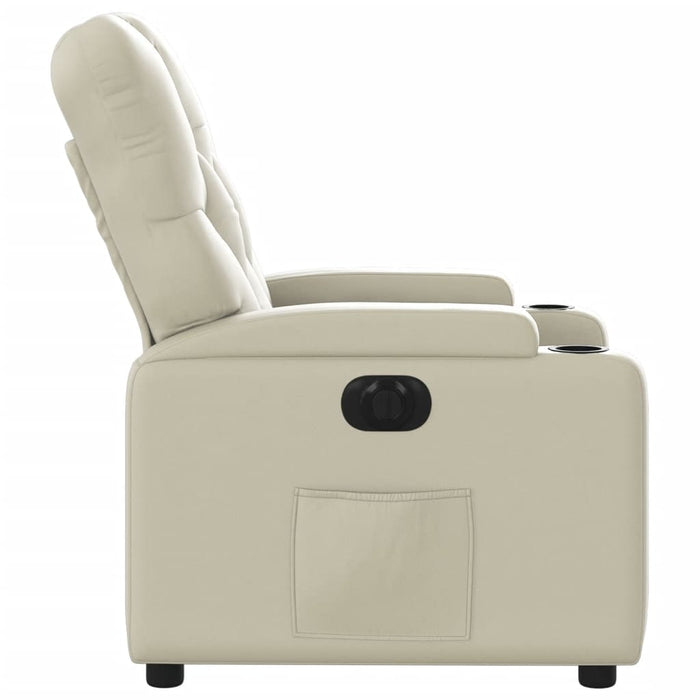 Fotoliu rabatabil electric, crem, piele ecologică - WALTI WALTI