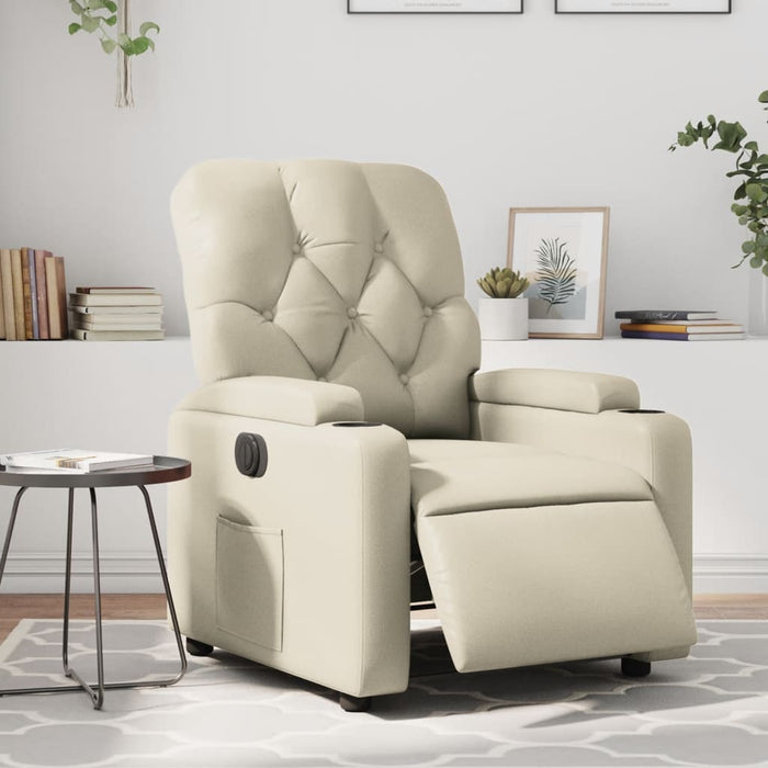 Fotoliu rabatabil electric, crem, piele ecologică - WALTI WALTI