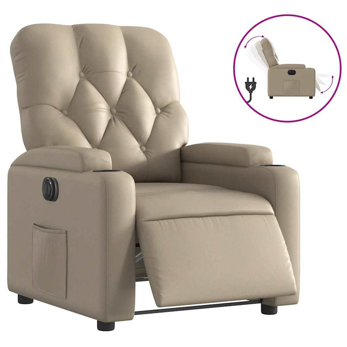 Fotoliu rabatabil electric, cappuccino, piele ecologică - WALTI WALTI