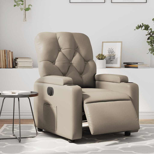 Fotoliu rabatabil electric, cappuccino, piele ecologică - WALTI WALTI