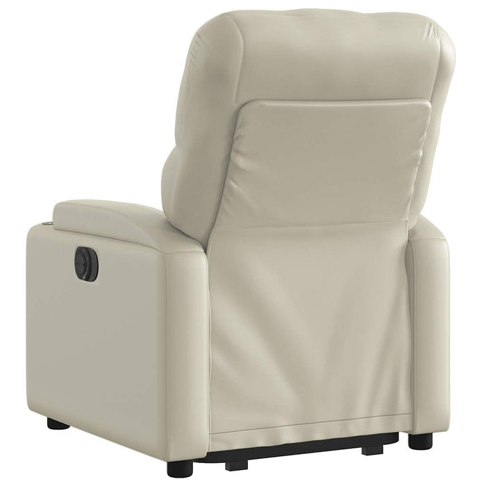 Fotoliu rabatabil electric cu ridicare, crem, piele ecologică - WALTI WALTI
