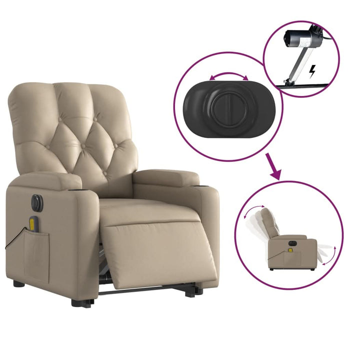 Fotoliu electric masaj rabatabil cu ridicare, cappuccino - WALTI WALTI