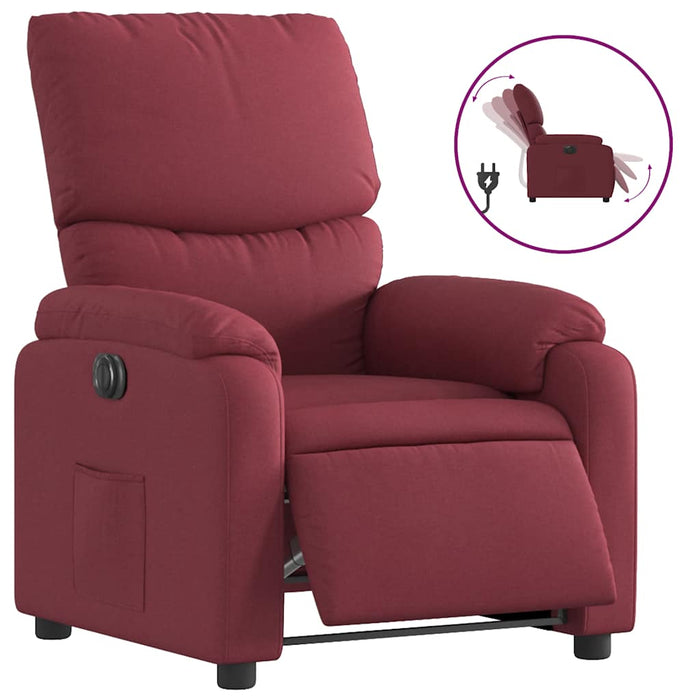 Fotoliu rabatabil electric, roșu vin, material textil - WALTI WALTI