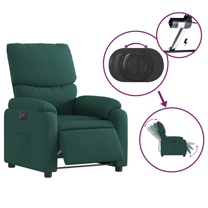 Fotoliu rabatabil electric, verde închis, material textil - WALTI WALTI