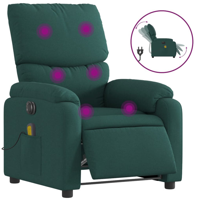 Fotoliu electric de masaj rabatabil, verde închis, textil - WALTI WALTI