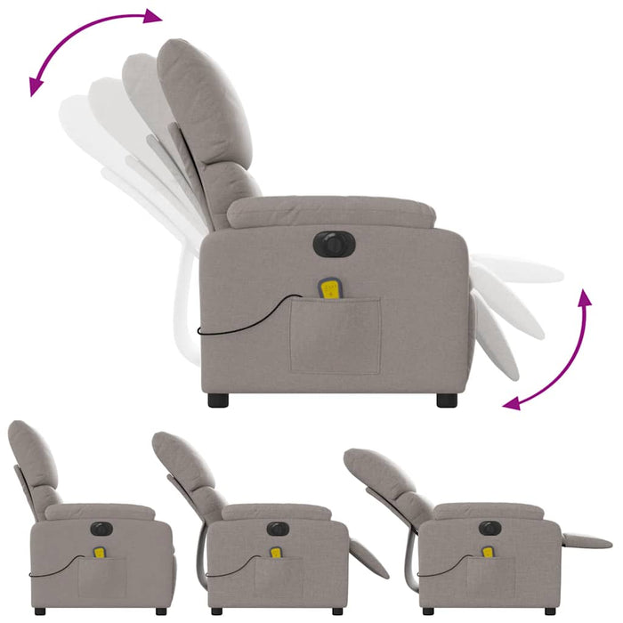 Fotoliu electric de masaj rabatabil, gri taupe, textil WALTI