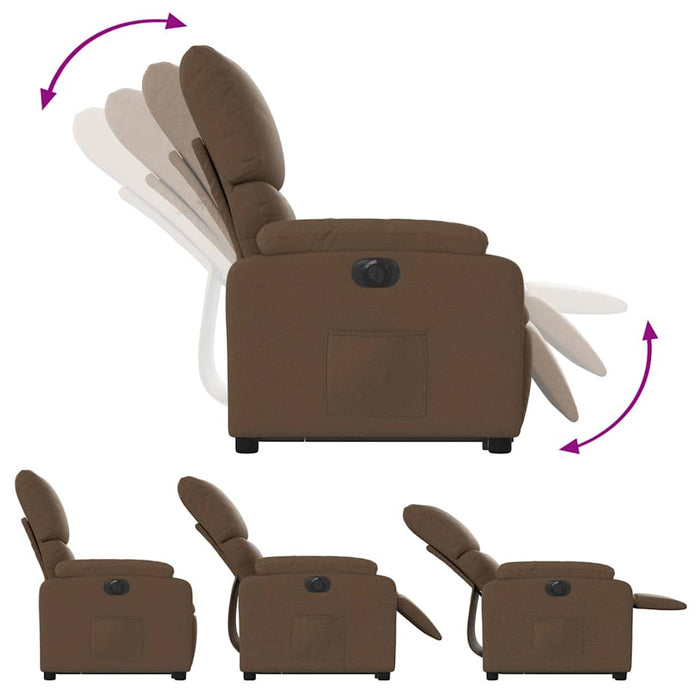 Fotoliu electric rabatabil cu ridicare, maro, textil WALTI
