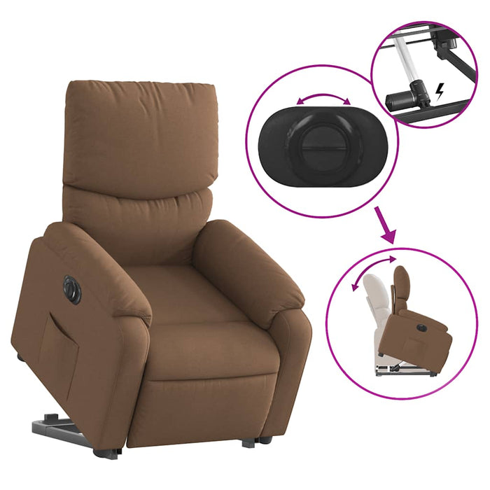 Fotoliu electric rabatabil cu ridicare, maro, textil WALTI