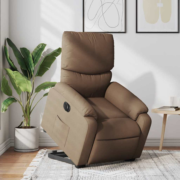 Fotoliu electric rabatabil cu ridicare, maro, textil WALTI
