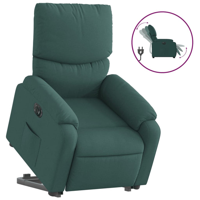 Fotoliu electric rabatabil cu ridicare, verde închis, textil - WALTI WALTI