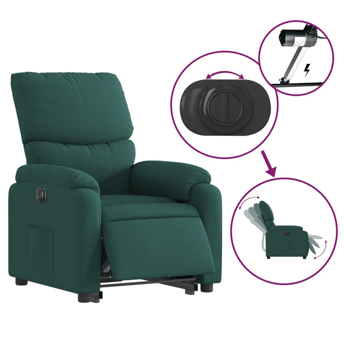 Fotoliu electric rabatabil cu ridicare, verde închis, textil - WALTI WALTI