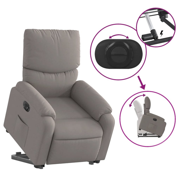 Fotoliu electric rabatabil cu ridicare, gri taupe, textil - WALTI WALTI