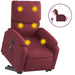 Fotoliu de masaj electric rabatabil cu ridicare roșu vin textil - WALTI WALTI