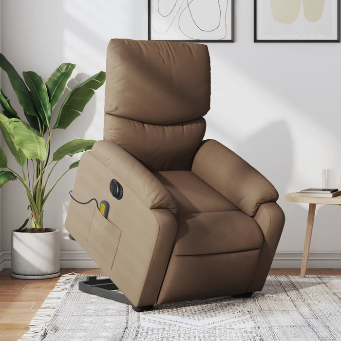 Fotoliu electric de masaj rabatabil cu ridicare, maro, textil - WALTI WALTI