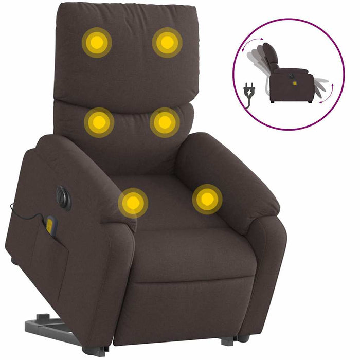Fotoliu electric masaj rabatabil cu ridicare maro închis textil - WALTI WALTI