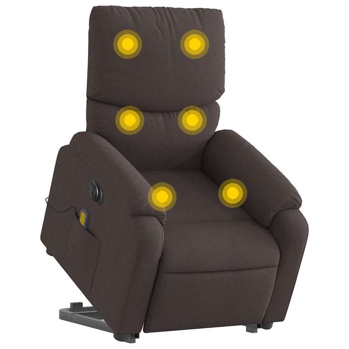 Fotoliu electric masaj rabatabil cu ridicare maro închis textil - WALTI WALTI
