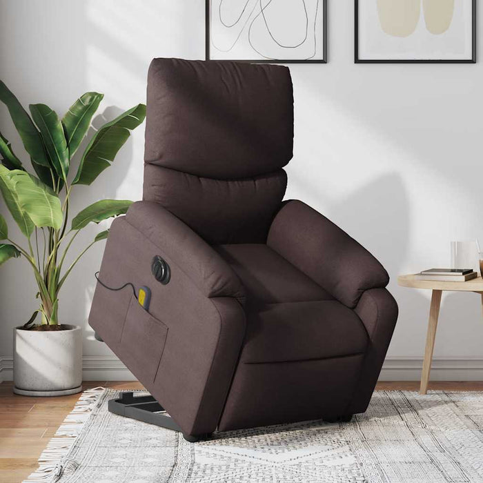 Fotoliu electric masaj rabatabil cu ridicare maro închis textil - WALTI WALTI