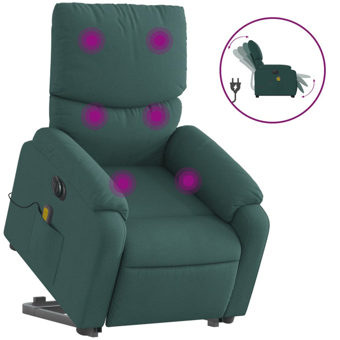 Fotoliu electric masaj rabatabil / ridicare verde închis textil - WALTI WALTI