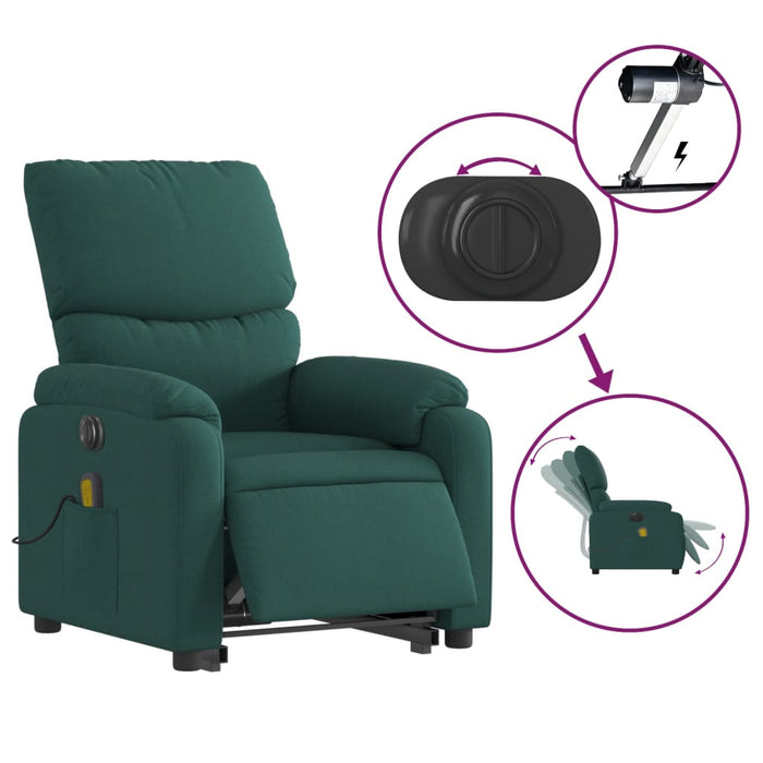 Fotoliu electric masaj rabatabil / ridicare verde închis textil - WALTI WALTI