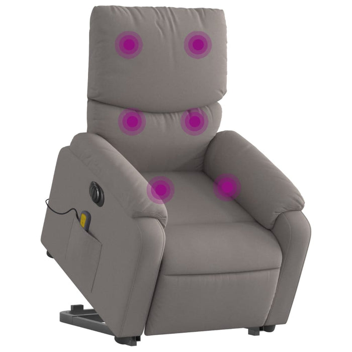 Fotoliu electric masaj rabatabil cu ridicare, gri taupe, textil - WALTI WALTI