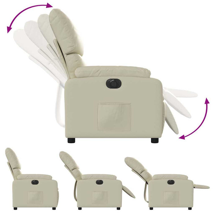 Fotoliu rabatabil electric, crem, piele ecologică - WALTI WALTI