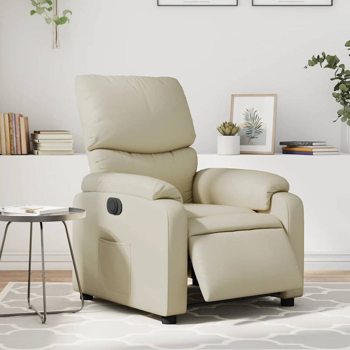 Fotoliu rabatabil electric, crem, piele ecologică - WALTI WALTI