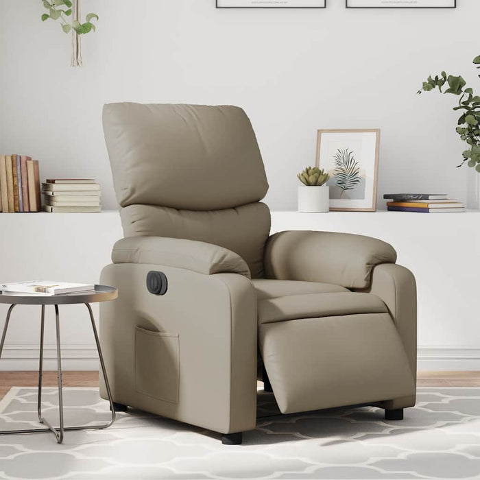 Fotoliu rabatabil electric, cappuccino, piele ecologică - WALTI WALTI