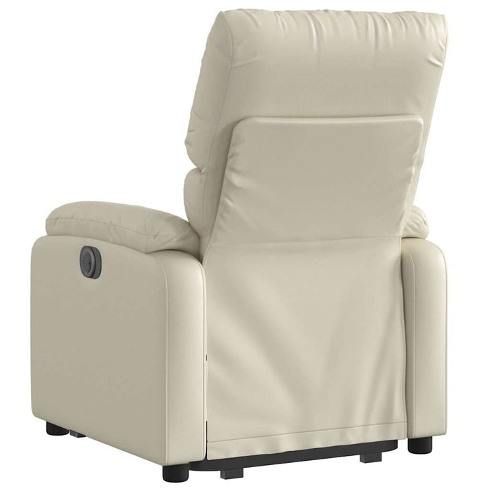 Fotoliu rabatabil electric cu ridicare, crem, piele ecologică - WALTI WALTI