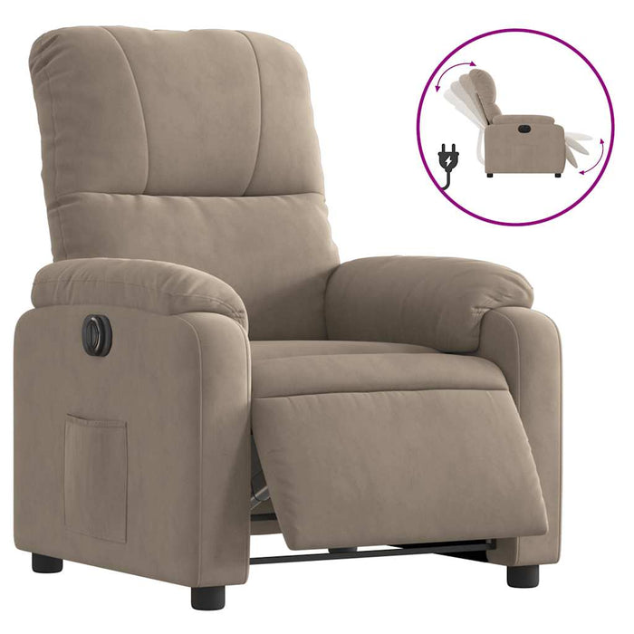 Fotoliu rabatabil electric, gri taupe, microfibră - WALTI WALTI