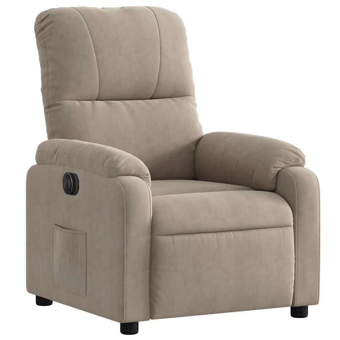 Fotoliu rabatabil electric, gri taupe, microfibră - WALTI WALTI
